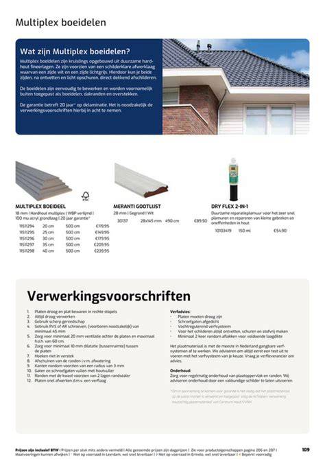 Prijsrange en toepassingskaart per plaatmateriaal