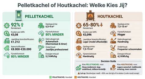 Grafiek: Rendement houtkachel vs. pelletkachel