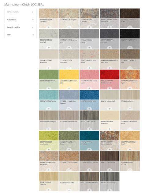 Infographic: Marmoleum Next Generation kleurenkaart en textuurpatronen