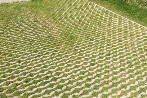 grasbetonplaat oprit met vegetatie