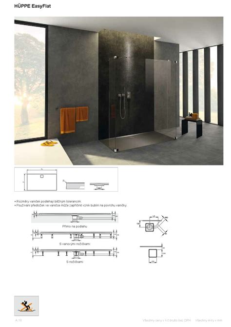 Schematische weergave van een barrièrevrije doucheopstelling met HÜPPE EasyFlat douchebak