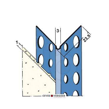 Productblad: RVS stuc hoekprofiel 1 mm, 2500 mm