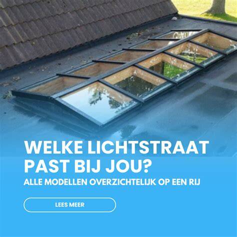 Infographic: Vergelijking soorten lichtstraten (zadeldak, schilddak, lessenaar) op plat dak