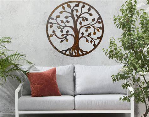 Levensboom als cortenstaal wanddecoratie