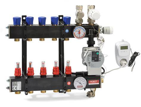 Diagram: Opstelling van debietmeters, mengkamer en terugstroom in een standaard verdeler