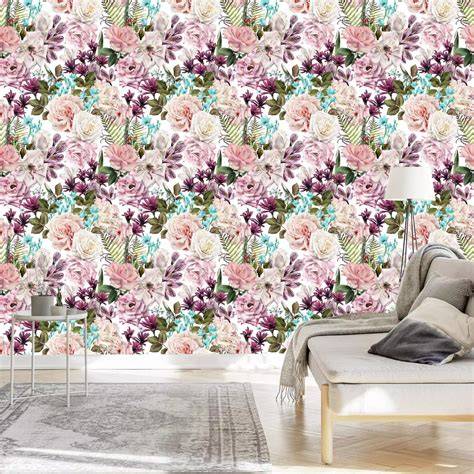 Bloemen behang: verschillende bloemmotieven en kleuren