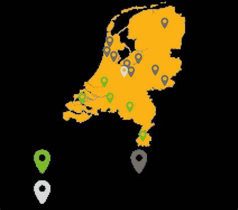 Kaart van vestigingen en servicegebieden