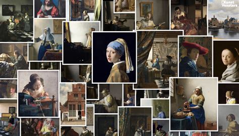 Collage van behangontwerpen geïnspireerd op werken van Van Gogh, Rembrandt en Vermeer