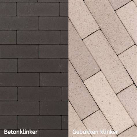 Vergelijkingsdiagram: gebakken klinkers vs. betonklinkers vs. natuursteen