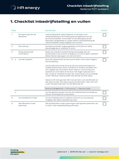 Checklist installatie verdeler