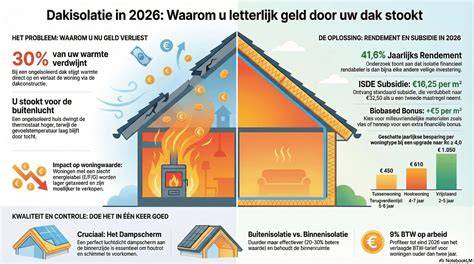 Infographic over verwarmingsverlies door dak en kernpunten dakisolatie