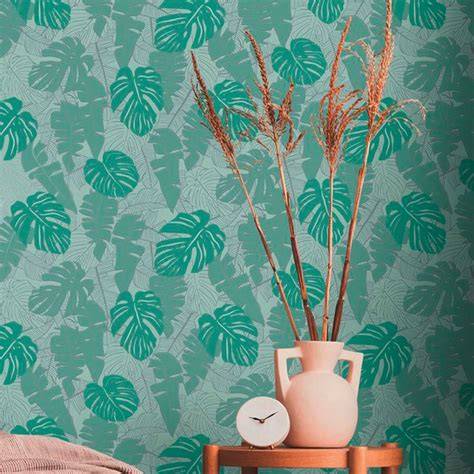 Jungle behang met palmbladeren