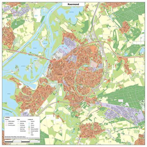 Overzicht kaart van Roermond met Hendriklaan en Rockwool-gebied, ter illustratie van locatie en afstand