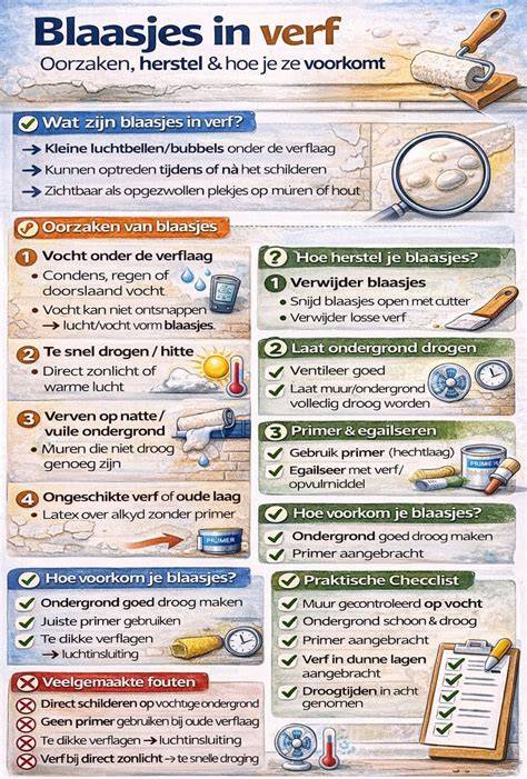 Infographic: Oorzaken van bladderende verf en stappenplan voor herstel