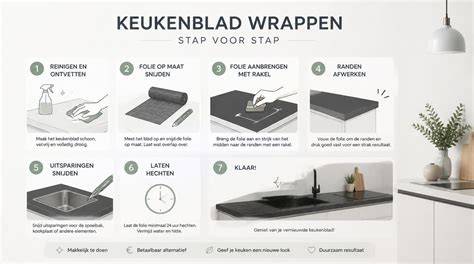 Infographic: Stappenplan voor het zagen en afwerken van een keukenblad