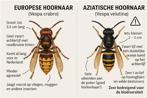 Infographic: verschil tussen Europese en Aziatische hoornaar