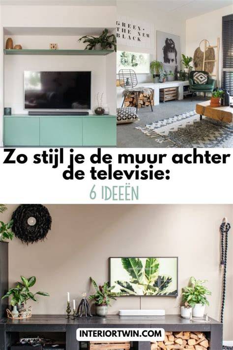 Ideeënkaart voor kabelmanagementlocaties: plafond, muur, vloer, achter tv-meubel