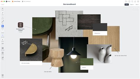 Caption: Moodboard en plan voor inrichting