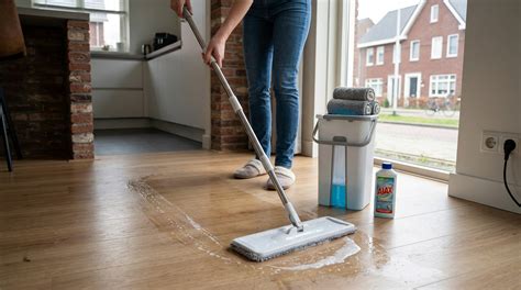 microvezel dweil op houten vloer