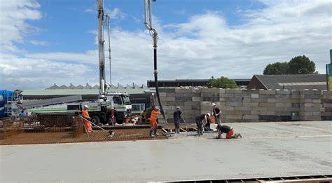 Diagram: stap-voor-stap betonstorten en uitharding