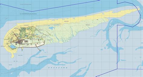 Kaart met de ligging van Schiermonnikoog en nabijgelegen kuststreken