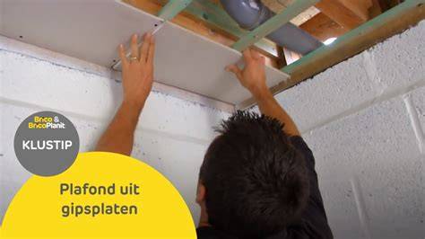 Infographic met de stappen van reparatie van een gipsplaten plafond
