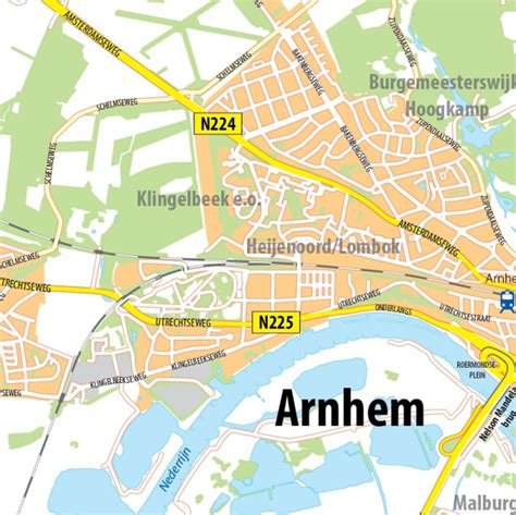 Kaart met wijken Arnhem voor kunststof kozijnen