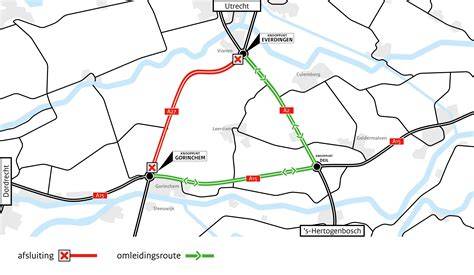 Schematisk kaart van omleidingen tijdens de werkzaamheden aan lijn 51