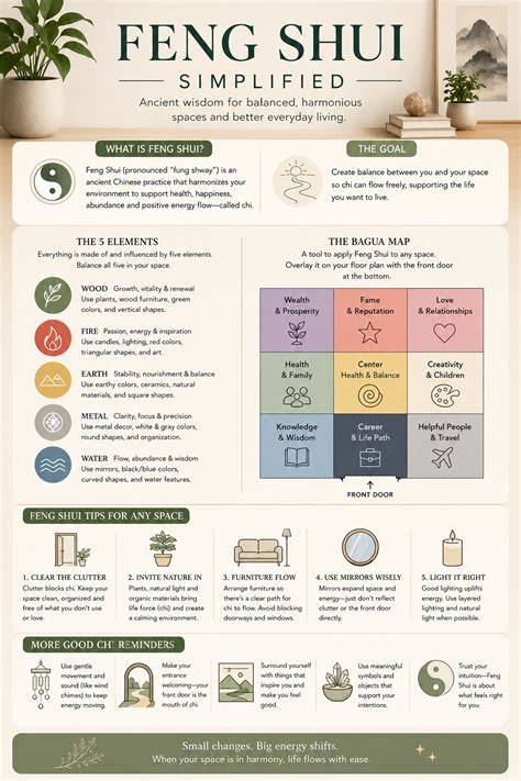 Infographic over feng shui principes voor slaapkamers met schuine daken