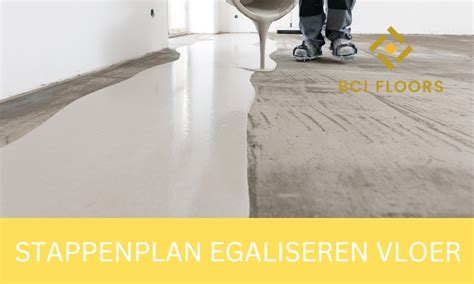 Infografiek: overzicht van de stappen bij vloer egaliseren met cementmortel