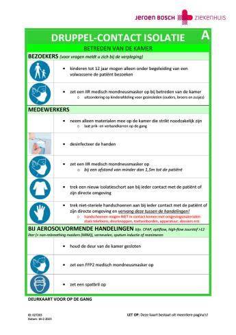 Infographic: Overzicht van contact- en druppelisolatie in het ziekenhuis