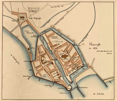 Historisch kaartbeeld Vlissingen: havens en vesting