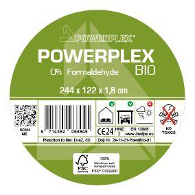 Infographic: Vergelijking van Powerplex series (Powerfloor Bio vs Powerplex Pure) en indeling per toepassing