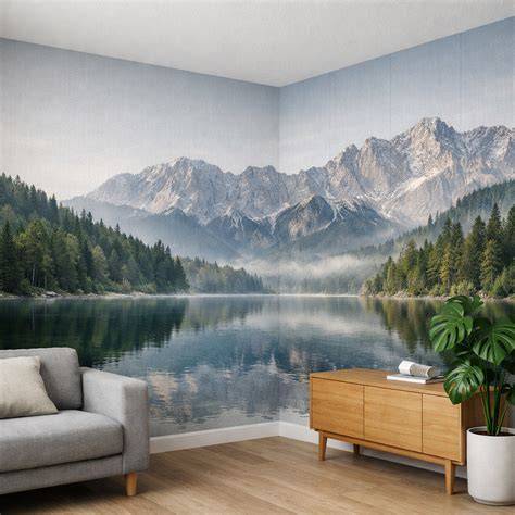 Naadloos behang bergen en fotobehang samples