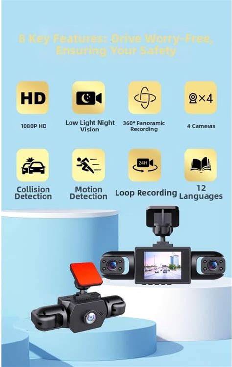 Infographic: 360 graden dashcam systeem met zij- en interieurcamera