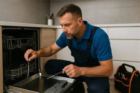 Infographic: Stappenplan inspectie en reparatie van lekkage aan Siemens vaatwasser