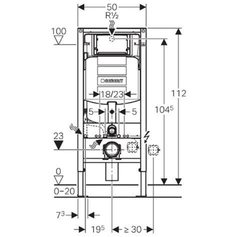 Technische tekening Geberit inbouwreservoir