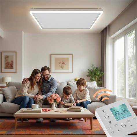 Installatievoorbeeld infrarood plafondpaneel in woonkamer