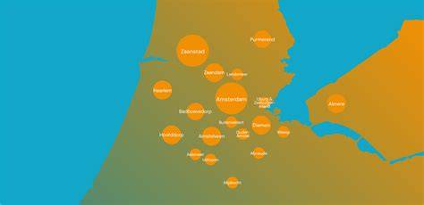 Map met Speedheat-vestigingen en servicegebieden