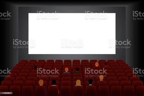 Illustratie van rooftop cinema met hangmatten en scherm