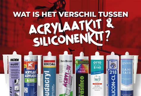 Infografiek over verschillen tussen siliconenkit, acrylaatkit en hybride kit