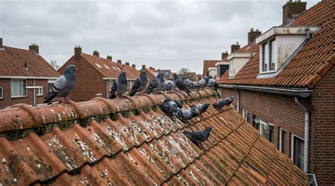 Infographic: Duiven gebiedskartering met veelvoorkomende dakproblemen en duivenoverlast