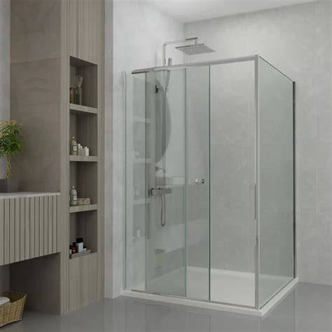 Afbeelding van de Saniclear Slide black douchecabine met anti-kalk coating en matzwarte profiel