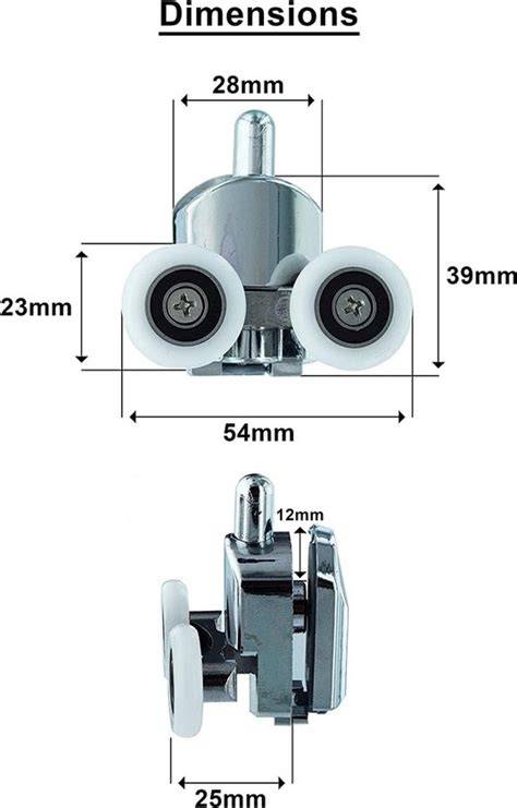 Detail van doppende schuifdeur met dubbele wieltjes en 5 mm veiligheidsglas