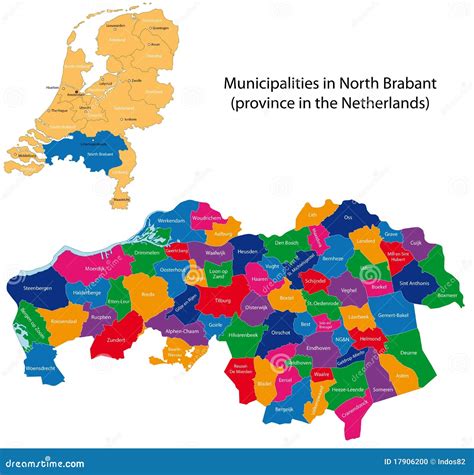 Kaart van Noord-Brabant met gemeenten