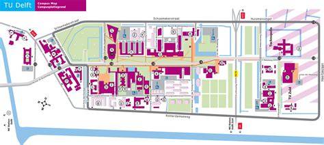 Kaart van Delft Campus met TU Delft verbindingen