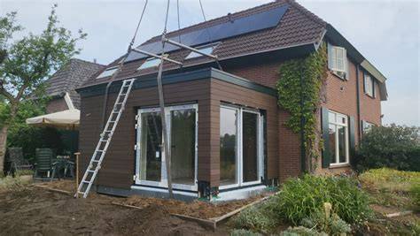 Prefab uitbouw diagram met maximale afmetingen