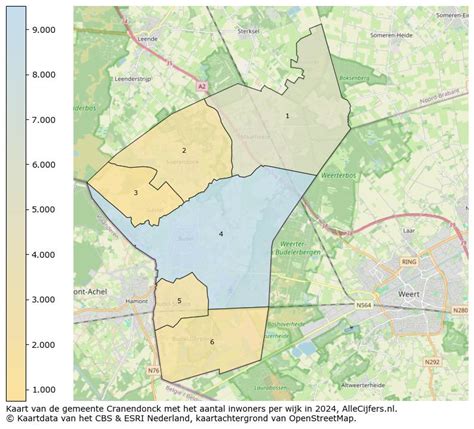 Kaart van Cranendonck met Maarheeze en omliggende kernen