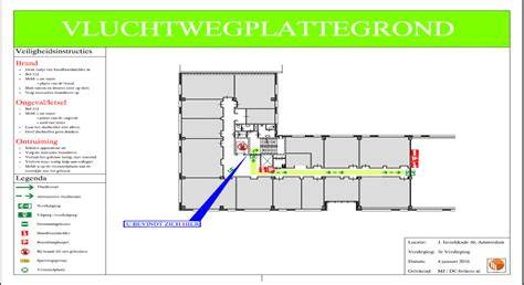 Diagram: vluchtroutes en deurposities in woonfuncties