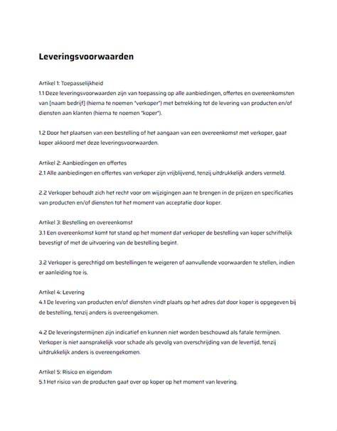 afbeelding: overzicht prijsverklaring en leveringsvoorwaarden Boels